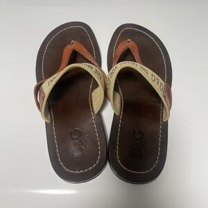 D&G Genuine Leather Sandals with Cream Strap